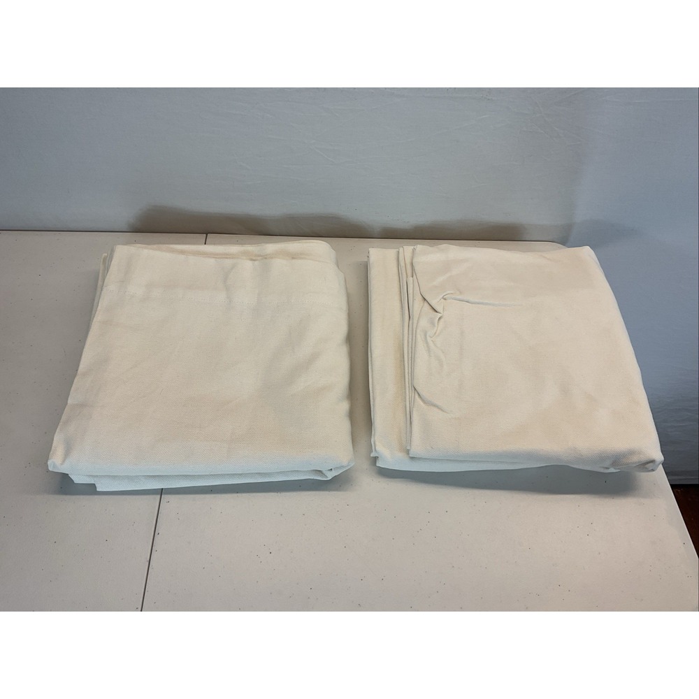 Pair of 2 Pottery Barn 3 in 1 Linen Blend Curtain panels lined 50"x108" Ivory